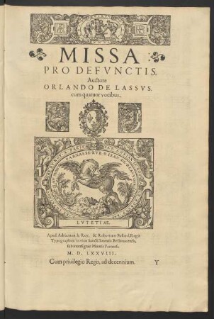 Missa pro defunctis [...] cum quatuor vocibus
