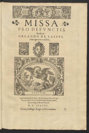 Missa pro defunctis [...] cum quatuor vocibus