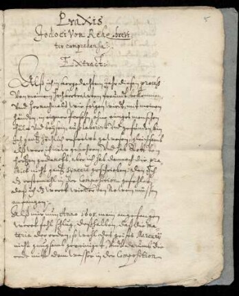 Jodocus von Rehe: Praxis, Extractum