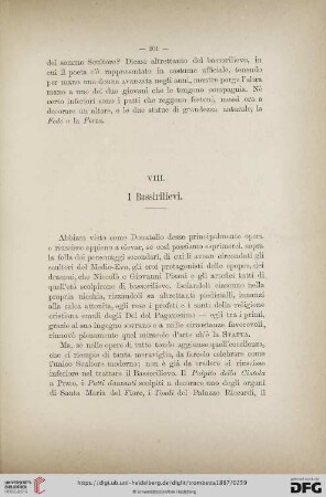 VIII. I Bassirilievi
