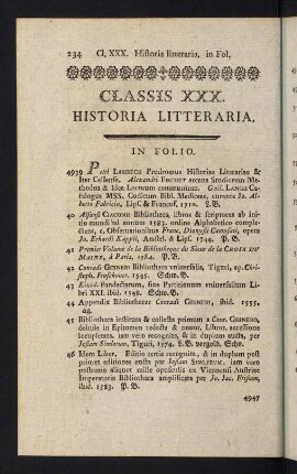 234-273, Classis XXX: Historia litteraria