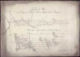 Grundriss des Grubengebäudes von dem Churprinz Friedrich August Erbstollen und dem Ludwig Spat, kolorierte Handzeichnung, 1824