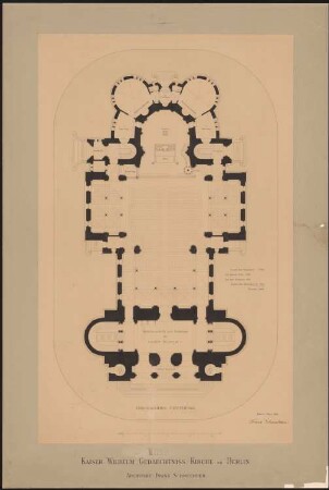 Kaiser-Wilhelm-Gedächtniskirche, Berlin-Charlottenburg: Grundriss Erdgeschoss 1:100