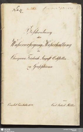 Beschreibung der Waßerversorgung u. Waßerhaltung bei Churprinz Friedrich August Erbstolln zu Großschirma - 18.6917 4.