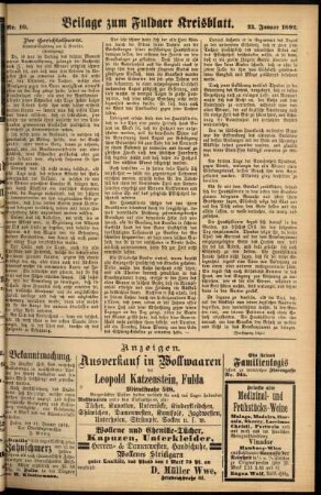 Zweite Ausgabe vom Samstag, den 23. Januar 1892.