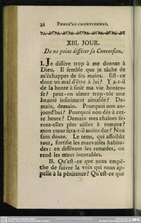 XIII. Jour. De ne point différer la Conversion