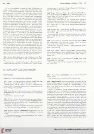 IV. Denkmalpflege und Museen