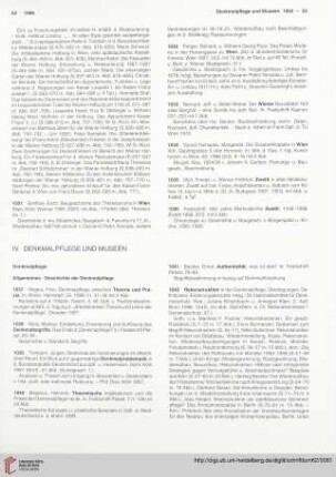 IV. Denkmalpflege und Museen