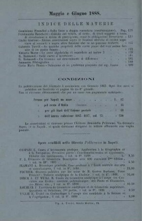 Indice delle materie. Condizioni.