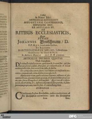 Articulus XV. De Ritibus Ecclesiasticis.