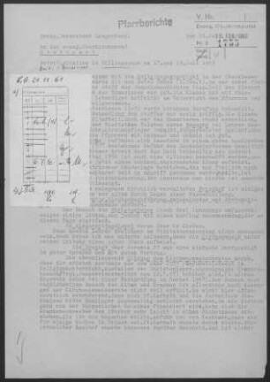 Billingsbach: Visitationsbericht mit Pfarrbericht 1959