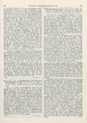 469 [Rezension] Wotschke, Theodor, Die Mitarbeiter an den Acta historico-ecclesiastica in Polen und Verzeichnis der bisher erschienenen Schriften