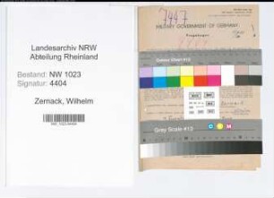 Entnazifizierung Wilhelm Zernack , geb. 11.11.1891 (Lehrer)