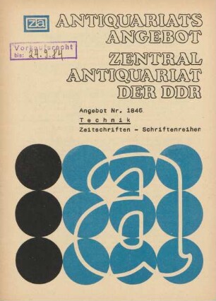 Nr. 1846: Technik, Zeitschriften - Schriftenreihen