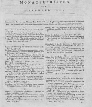 Monatsregister vom November 1831