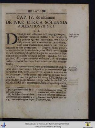 Cap. IV et ultimum. De Iure Circa Solennia Adlegationum S. R. I.
