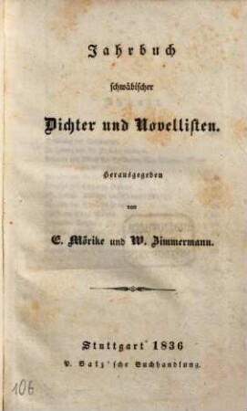 Jahrbuch schwäbischer Dichter und Novellisten. 1836, 1836
