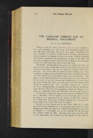 The Canadian Demand for an Imperial Parliament.