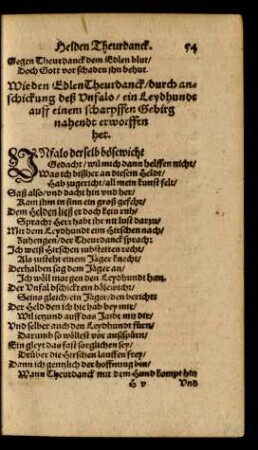 Wie den Edlen Theurdanck/ durch anschickung deß Unfalo/ ein Leydhundt auff einem scharpffen Gebirg ...