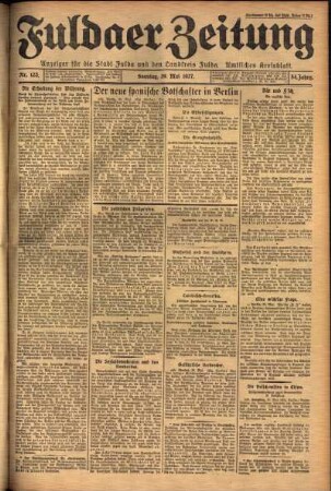 Erste Ausgabe vom Sonntag, den 29. Mai 1927.