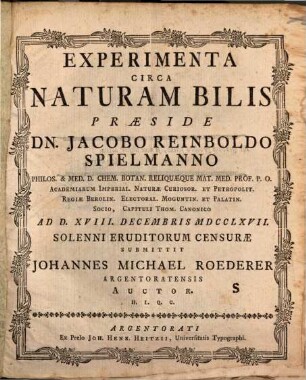 Experimenta circa naturam bilis