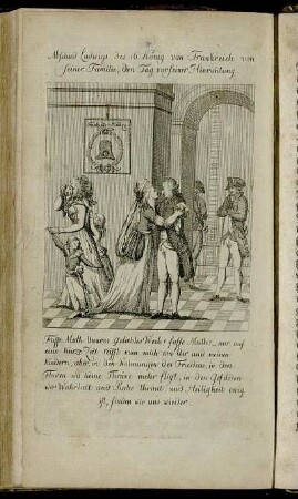Abschieds Ludwigs des 16 König von Frankreich von seiner Familie, den Tag vor seiner Hinrichtung.