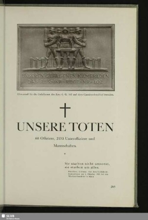 Unsere Toten. 60 Offiziere, 2153 Unteroffiziere und Mannschaften