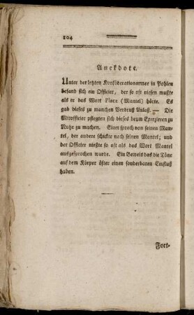 Anekdote. - Fortsetzung des vorigen Stücks.