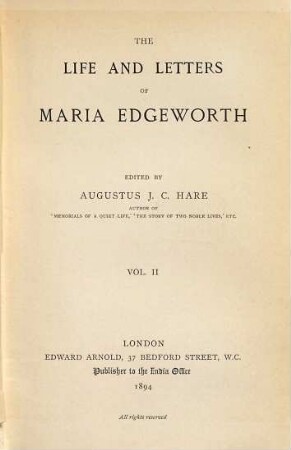 The Life and Letters of Maria Edgeworth. 2