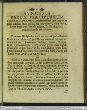 Synopsis Rerum Praecipuarum