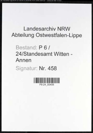 Heiratsregister Standesamt Witten-Annen