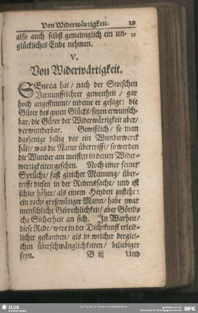 V. Von Widerwärtigkeit