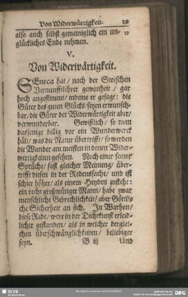 V. Von Widerwärtigkeit