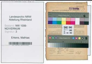Entnazifizierung Mathias Erkens , geb. 01.04.1892 (Landwirt)