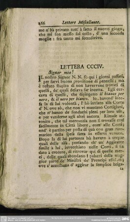 Lettera CCCIV. Signor mio!