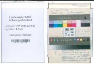 Entnazifizierung Wilhelm Schneider , geb. 00.00.0000 (Bahnsekretaer)