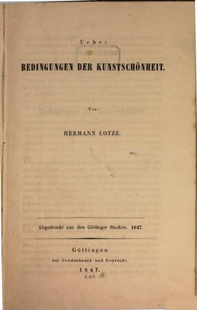Über Bedingungen der Kunstschönheit