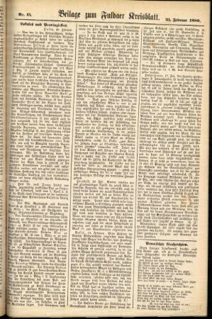 Zweite Ausgabe vom Samstag, den 21. Februar 1880.