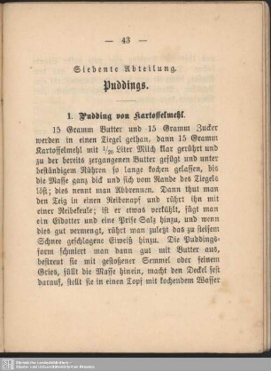 Siebente Abteilung. Puddings