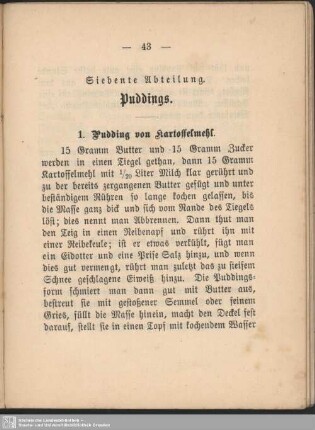Siebente Abteilung. Puddings