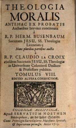 Theologia Moralis, Tomulus VIII.