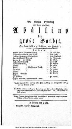 Abällino der große Bandit