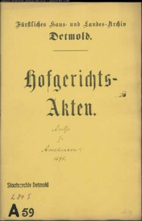 Antze, Witwe in Salzuflen gegen Otto Wilhelm von Amelunxen - Schuldforderung