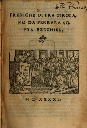 Prediche Di Fra Girolamo Da Ferrara Sopra Ezechiel