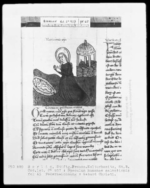 Speculum humanae salvationis — Geburt Christi, Folio 65recto