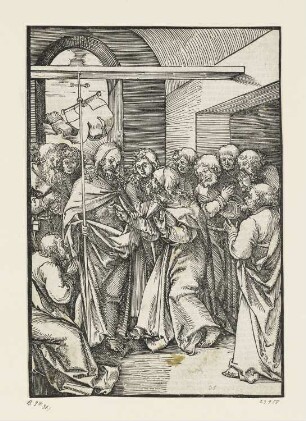 Ungläubiger Thomas, aus: Ulrich Pinder, Speculum passionis domini nostri Jesu christi, Nürnberg 1519, S. LXII recto