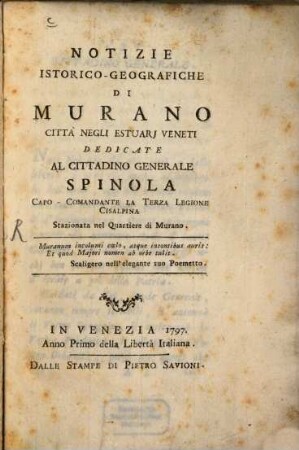 Notizie Istorico-geografiche Murano