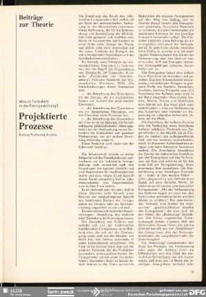 Projektierte Prozesse : Beiträge zur Theorie