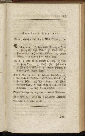 Zweites Kapitel. Verzeichnis der Mäckler.
