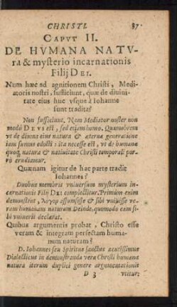 Caput II. De Humana Natura & mysterio incarnationis Filii Dei.